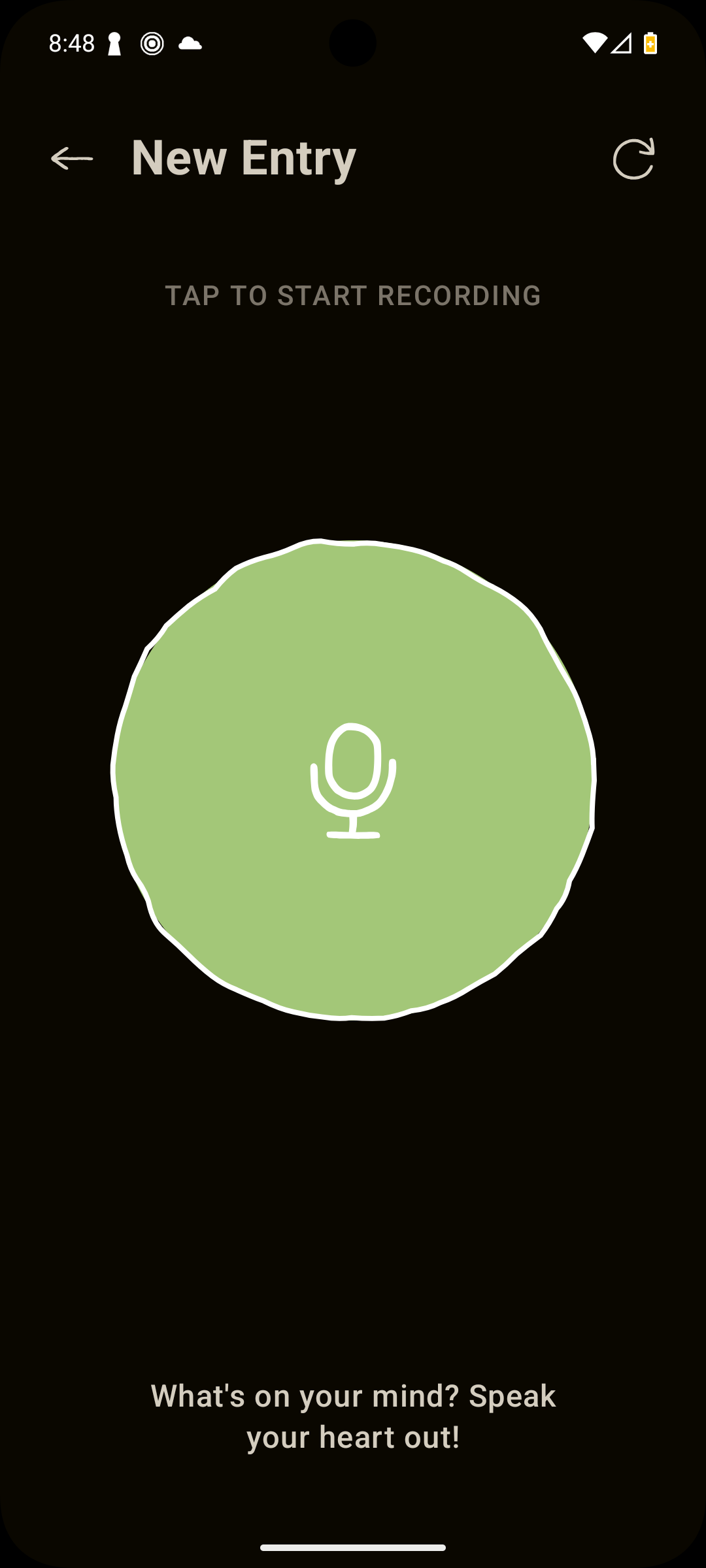 MyDiaryAI App Screenshot Dark